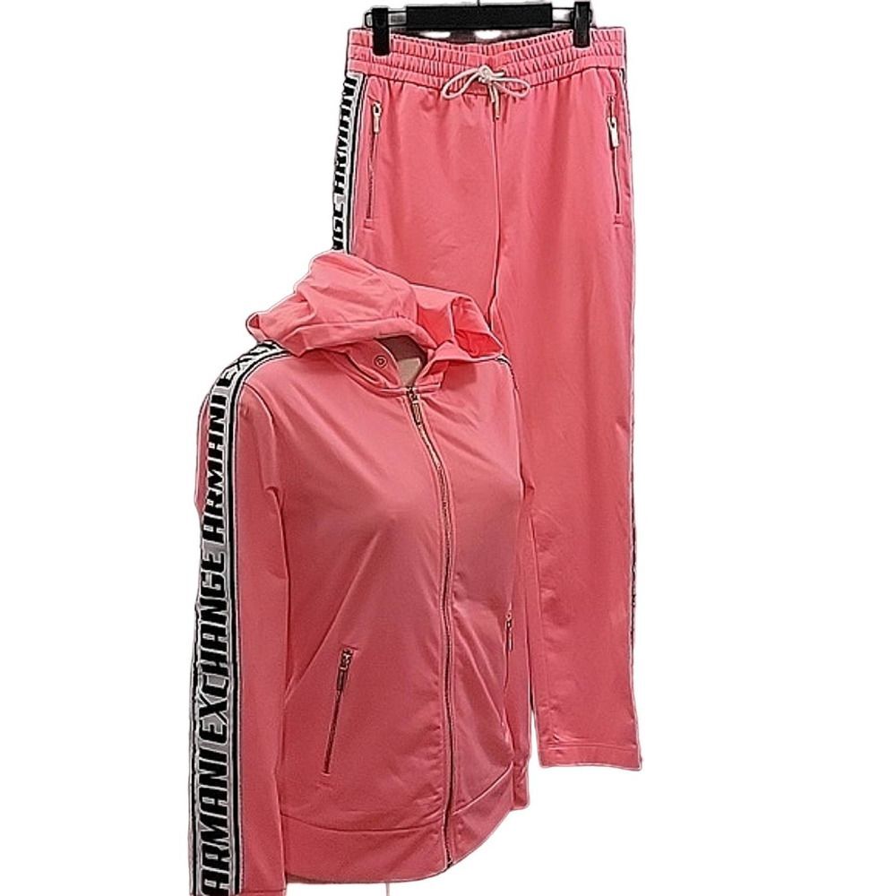 Armani Exchange AX Tracksuit women's pink / white / blk hoodie pants suit SZ S